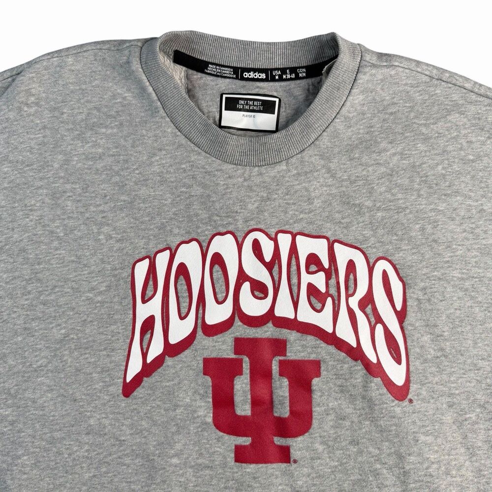 Adidas Indiana Hoosiers Sweatshirt Mens Medium Gray Fleece Spell Out Player ID